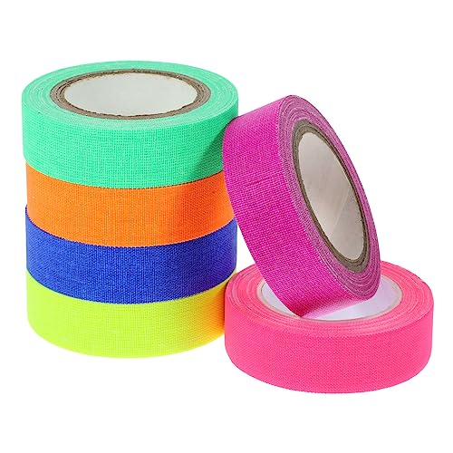 HAWILLOSCH 6Rollen Fluoreszierendes Klebeband UV Blacklight Neon Tape für Kreative Partydekoration Selbstklebend Leuchtend im Dunkeln Flexibel Einsetzbar von HAWILLOSCH