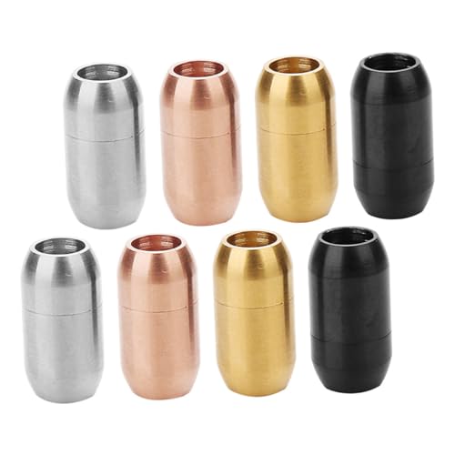 HAWILLOSCH 8 Stück Magnetschnalle Lederseilschnapp Diy Zubehör Halskette Kettenverbinder Verschlüsse Verschluss Für Schmuck Zylindrische Metallschnalle Halskettenanschluss Rostfreier Stahl von HAWILLOSCH