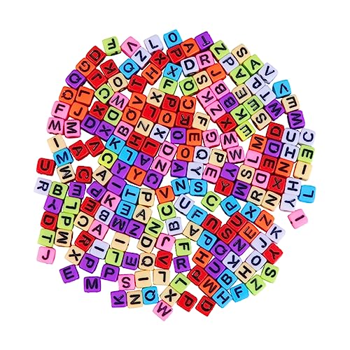 HAWILLOSCH 800Stücke Buchstabenperlen DIY Quadratische Perlen für Schmuckherstellung Farbige Acrylperlen für Armbänder Halsketten und Bastelprojekte von HAWILLOSCH