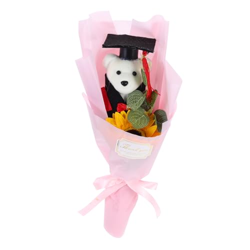 HAWILLOSCH Abschlussbär Blumenstrauß mit Sonnenblumen und Plüschbär für Graduierung Einzigartiges für Abschlussfeiern und Charmant zur Gratulation von HAWILLOSCH