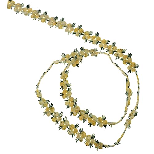 HAWILLOSCH Blume wasserlösliche Spitze wedding decoration textilien ornaments Blumenstickerei dekorationen Nähen Stoffblumen für zierlich Stoffband besticktes Band Polyestergarn Yellow von HAWILLOSCH