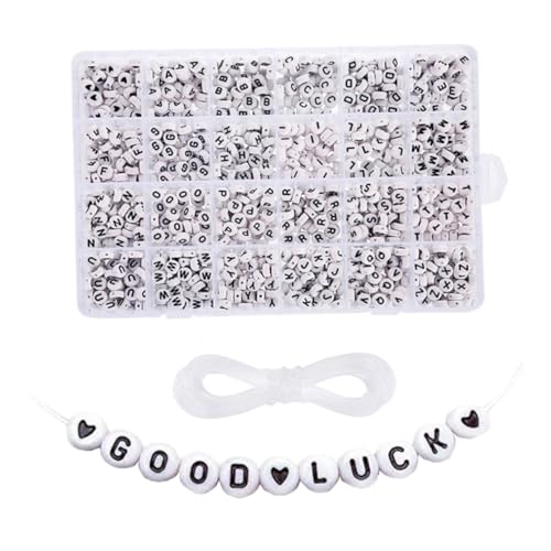 HAWILLOSCH Buchstabenperlen Set für DIY Armbänder Acryl Buchstabenperlen mit Nadel und Faden für Schmuckherstellung Bastelprojekte Fördert die Hand Augen Koordination von Kindern HAWILLOSCH Buchstabenperlen Set für DIY Armbänder Acryl Buchstabenperlen mit Nadel und Faden für Schmuckherstellung Bastelprojekte Fördert die Hand Augen Koordination von Kindern von HAWILLOSCH