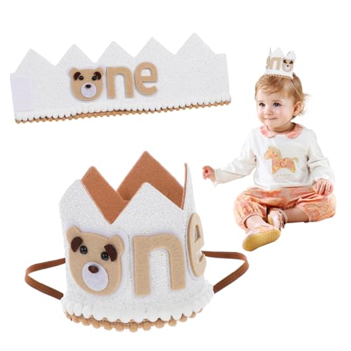 HAWILLOSCH Kronenhut für den 1. Geburtstag des Babys Geburtstagshut für Kleinkinder weicher Vlies-Foto-Requisitenhut für Jungen und Mädchen von HAWILLOSCH