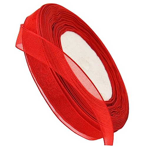 HAWILLOSCH Gürtel aus Schneegaze seidenband ribbon weihnachtadeko weichnachtsdekoration bandalette rosa Schleife Band zum Verpacken Band für Bogenbau Geschenkverpackung Vorräte Nylon rot von HAWILLOSCH