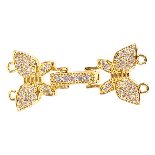 HAWILLOSCH Halskettenschnalle mit Zirkonia Eleganter Verbindungsverschluss für DIY Schmuckherstellung für Armbänder und Halsketten Langlebig und Leicht Goldfarbe von HAWILLOSCH