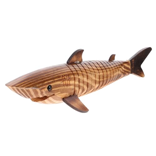 HAWILLOSCH Holz Hai Figur Nautische Dekoration aus Holz Akzentfigur für Wohnzimmer Schlafzimmer Meerestier Ornament für Freunde und Familie von HAWILLOSCH