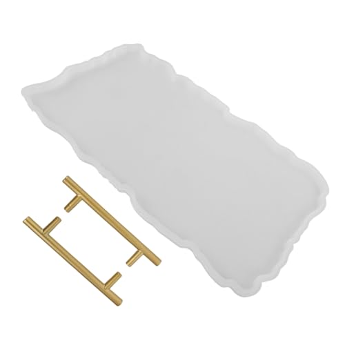 HAWILLOSCH Silikonform Gießform für DIY Epoxidharz Tablett mit Unregelmäßiger Form und Metallgriffen Stabilem Langlebigem Silikonmaterial Einfach zu Entformen für Kreative Wohnkultur und von HAWILLOSCH