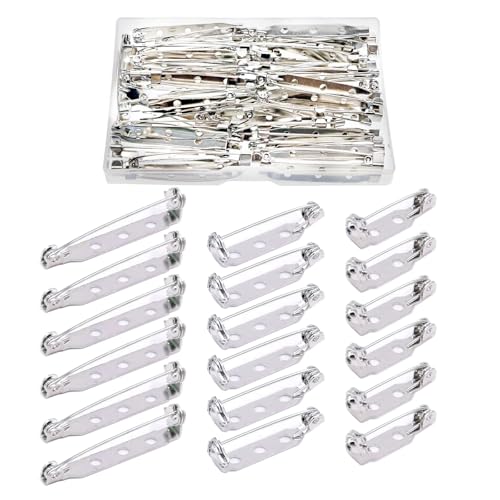 HAXIHA 150 Stück Broschennadeln Sicherheitsnadeln für Schmuck Handwerk Silber 20 mm, 25 mm, 32 mm, 3 Verschiedenen Größen von HAXIHA