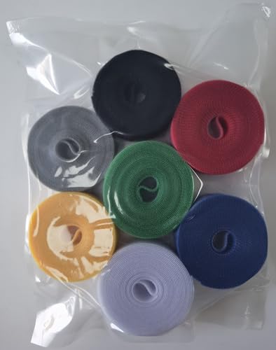 HAXIHA 7 Roll Klettband Kabelbinder,Klettband Klettverschluss,Wiederverwendbar Klett Kabelbinder Frei Zuschneidbar,für Kabelmanagement Kabel Organizer Hause und Büro,3MX20MM Breit von HAXIHA