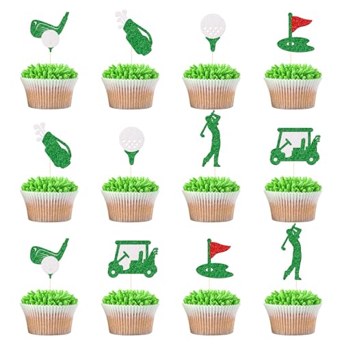 Golf-Cupcake-Topper, Golf-Geburtstagsparty-Dekorationen, Golf-Dekor, Let's Par-Tee, Golf-Party-Dekorationen, grüner und silberner Glitzer, 24 Stück Golf-Cupcake-Topper, Golf-Geburtstagsparty-Dekorationen, Golf-Dekor, Let's Par-Tee, Golf-Party-Dekorationen, grüner und silberner Glitzer, 24 Stück von HAZELTH