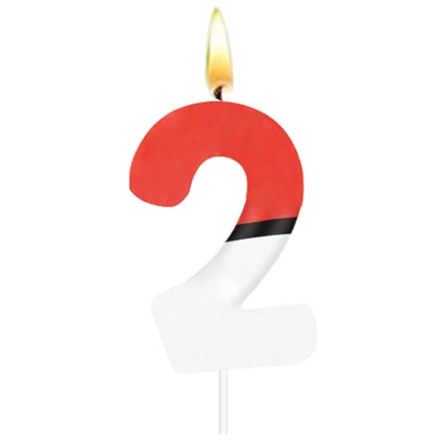 HAZMA 1 Stück Cartoon Kerzen Geburtstag, Anime Nummer 1 Kerzen Für Kuchen, Geburtstag Dekoration, Cartoon Cake Toppers Für Party（Rot Und Weiß, Nummer 1） (2) von HAZMA