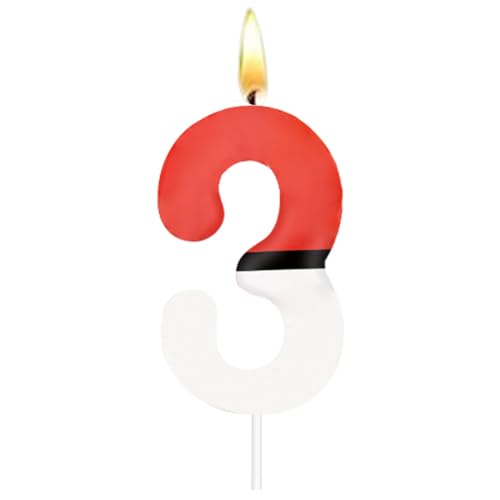 HAZMA 1 Stück Cartoon Kerzen Geburtstag, Anime Nummer 1 Kerzen Für Kuchen, Geburtstag Dekoration, Cartoon Cake Toppers Für Party（Rot Und Weiß, Nummer 1） (3) von HAZMA