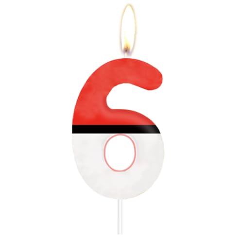 HAZMA 1 Stück Cartoon Kerzen Geburtstag, Anime Nummer 1 Kerzen Für Kuchen, Geburtstag Dekoration, Cartoon Cake Toppers Für Party（Rot Und Weiß, Nummer 1） (6) von HAZMA