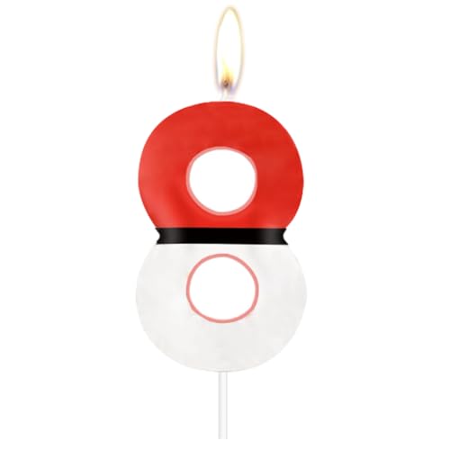 HAZMA 1 Stück Cartoon Kerzen Geburtstag, Geburtstag Party Set，Anime Nummer 8 Kerzen Für Kuchen, Geburtstag Dekoration, Cartoon Kerze Cake Toppers Für Geburtstag Party（Rot Und Weiß, Nummer 8） von HAZMA