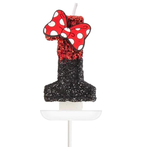 HAZMA 1 Stück Geburtstagskerzen Zahlen 3,Mouse Thema Tortendeko Für Geburtstagskerzen Kinder,3D Schwarz Rot Geburtstag Kerzen, Tortendeko Geburtstag,Geburtstagsdeko(Nummer 3） (1) von HAZMA