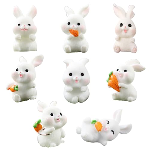 HAZMA 9 Stücke Miniatur Kaninchen Figur Hasen Dekofigur Tierfigur Miniatur Garten Deko Kuchen Topper für Fee Garten Mikro Landschaft Deko Moos Bonsai Sukkulenten von HAZMA