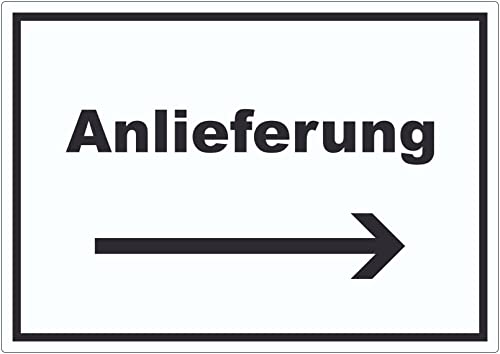 Anlieferung Aufkleber mit Text und Richtungspfeil rechts Annahme waagerecht A2 (420x594mm) von HB-Druck