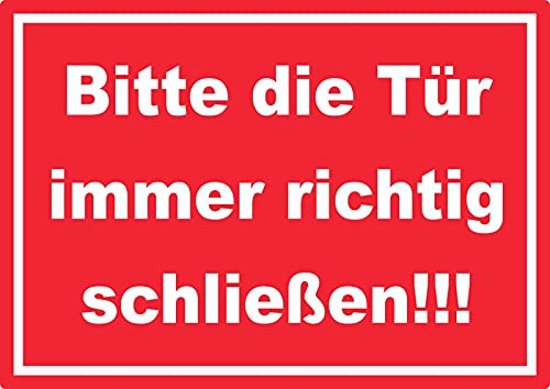 Aufkleber Bitte die Tür immer richtig weiss-rot A7 (74x105mm) von HB-Druck