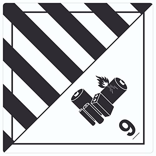 Aufkleber Quadrat Achtung Lithiumbatterien Symbol Gefahrgutklasse 9a 100x100mm von HB-Druck
