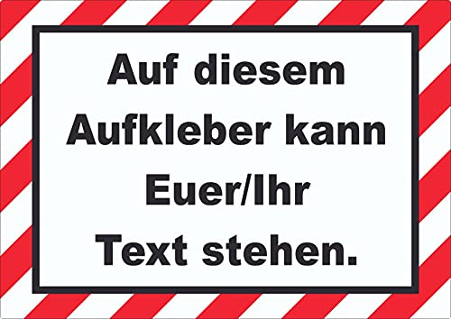 Aufkleber Wunschtext gestreift waagerecht rot-weiß A6 (105x148mm) von HB-Druck