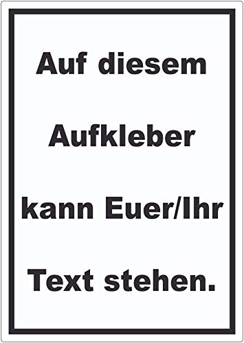 Aufkleber mit Wunschtext hochkant Text schwarz Hintergrund weiss A9 (37x52mm) von HB-Druck