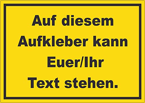 Aufkleber mit Wunschtext waagerecht Text schwarz Hintergrund gelb A9 (37x52mm) von HB-Druck