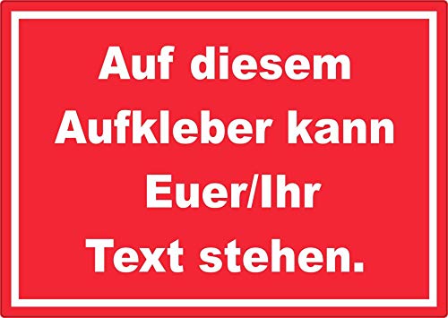 Aufkleber mit Wunschtext waagerecht Text weiss Hintergrund rot A6 (105x148mm) von HB-Druck