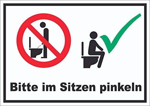 Bitte im Sitzen pinkeln Aufkleber A4 (210x297mm) von HB-Druck