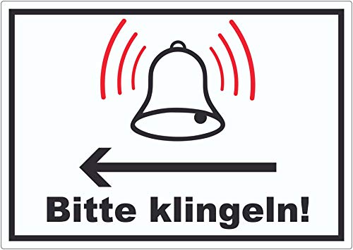 Bitte klingeln pfeil links Aufkleber A5 (148x210mm) von HB-Druck