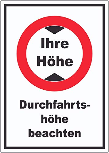 Durchfahrtshöhe Aufkleber mit Ihrer Wunschhöhe Symbol und Text A8 (52x74mm) von HB-Druck