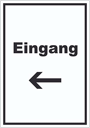 Eingang Aufkleber mit Text und Richtungspfeil links Zugang Eintritt hochkant A6 (105x148mm) von HB-Druck