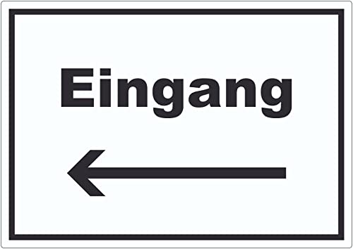 Eingang Aufkleber mit Text und Richtungspfeil links Zugang Eintritt waagerecht A7 (74x105mm) von HB-Druck