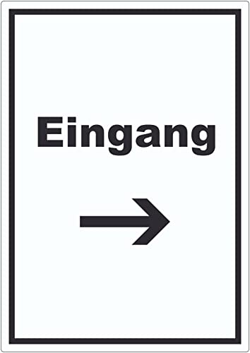 Eingang Aufkleber mit Text und Richtungspfeil rechts Zugang Eintritt hochkant A3 (297x420mm) von HB-Druck