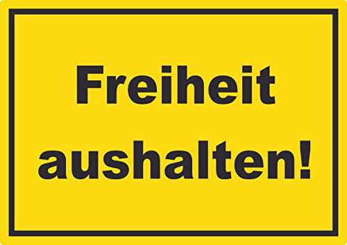 Freiheit aushalten Aufkleber mit Text gelb-schwarz A4 (210x297mm) von HB-Druck