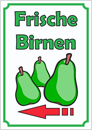 Frische Birnen Aufkleber Hochkant mit Pfeil links A4 (210x297mm) von HB-Druck
