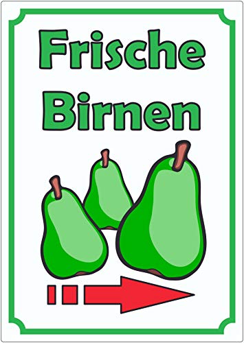 Frische Birnen Aufkleber Hochkant mit Pfeil rechts A4 (210x297mm) von HB-Druck