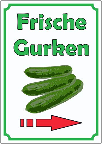 Frische Gurken Aufkleber Hochkant mit Pfeil rechts A4 (210x297mm) von HB-Druck