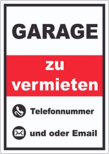 Garage zu vermieten Hochkant Aufkleber A3 (297x420mm) von HB-Druck
