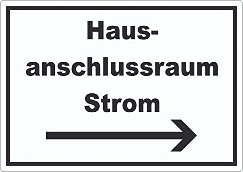 Hausanschlussraum Strom Aufkleber mit Text und Richtungspfeil rechts HAR waagerecht A3 (297x420mm) von HB-Druck