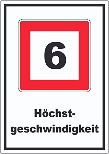Höchstgeschwindigkeit 6 kmh nicht zu überschreiten Aufkleber mit Symbol und Text A3 (297x420mm) von HB-Druck
