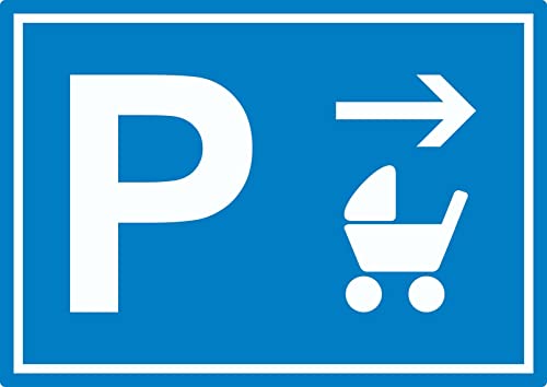 Kinderwagen Parkplatz Aufkleber mit Richtungspfeil rechts waagerecht A6 (105x148mm) von HB-Druck