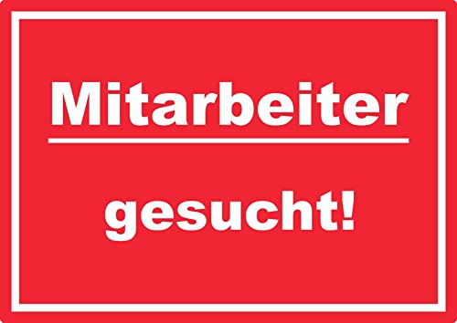 Mitarbeiter gesucht Aufkleber mit Text AushängeAufkleber rot-weiss A4 (210x297mm) von HB-Druck