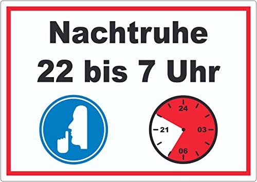 Nachtruhe 22 bis 7 Uhr Aufkleber A2 (420x594mm) von HB-Druck