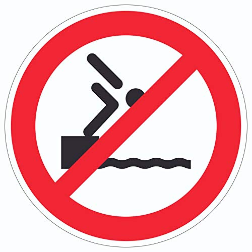 Nicht vom Beckenrand springen Aufkleber Kreis Ø150mm Nicht vom Beckenrand springen Aufkleber Kreis Ø150mm von HB-Druck