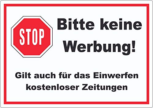 Stop Bitte keine Werbung Aufkleber A5 (148x210mm) von HB-Druck