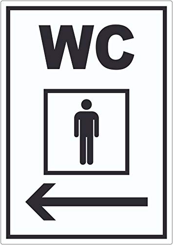 WC Herren mit Pfeil nach links Aufkleber A4 (210x297mm) von HB-Druck
