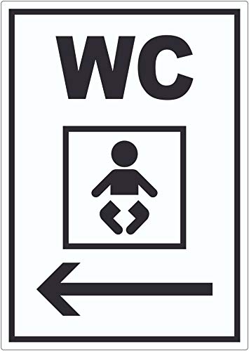 WC Wickelraum mit Pfeil nach links Aufkleber A4 (210x297mm) von HB-Druck