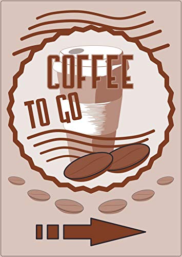Werbeaufkleber Aufkleber Coffee to go Hochkant mit Pfeil rechts A5 (148x210mm) von HB-Druck