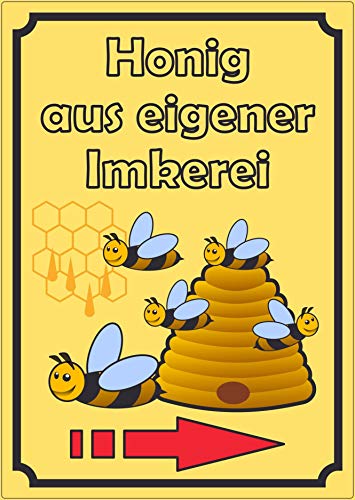 Werbeaufkleber Aufkleber Honig Hochkant mit Pfeil rechts A2 (420x594mm) von HB-Druck