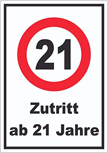 Zutritt ab 21 Jahre Aufkleber A3 (297x420mm) von HB-Druck